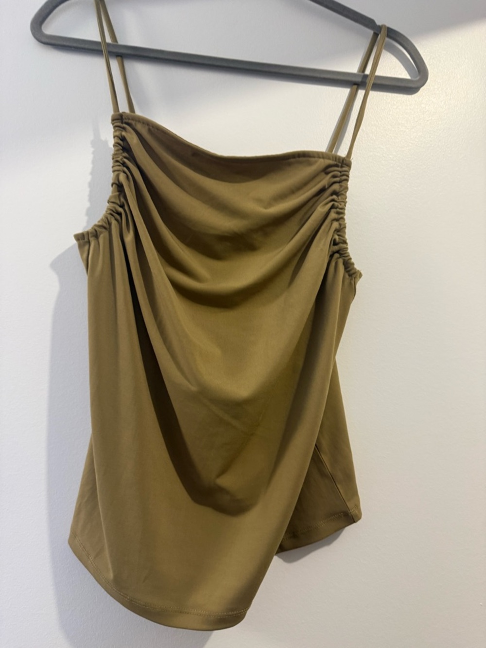 Draped Spaghetti Strap Tank Top - Olive